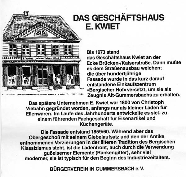 Historische Tafel, gestiftet vom Brgerverein aus Anlass zum zehnjhrigen Jubilum des EKZ